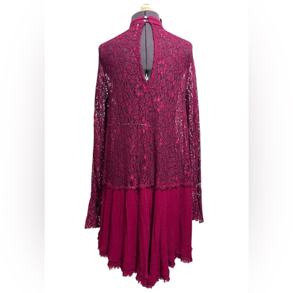 Free People Tell Tale Lace Tunic Dress in Raspberry Size XS - Picture 8 of 14